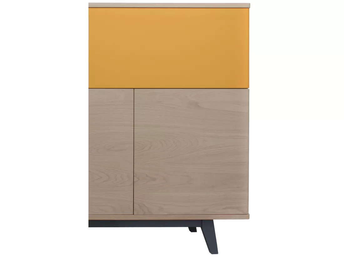 Vaisselier chêne blanchi massif et laqué, 3 portes , 1 abattant - 165L x 46P
