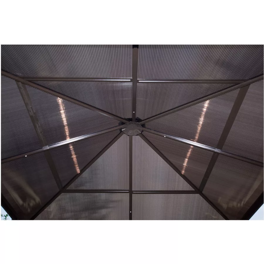 Outsunny Luxus Pavillon mit lichtdurchlässigem Dach braun, natur