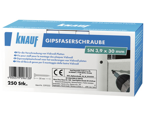 Knauf gipsvezelschroeven SN 3,9 x 30 mm Verpakking = 250 stuks