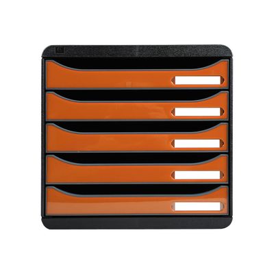 Exacompta BigBox Plus - Module de classement 5 tiroirs - noir/orange