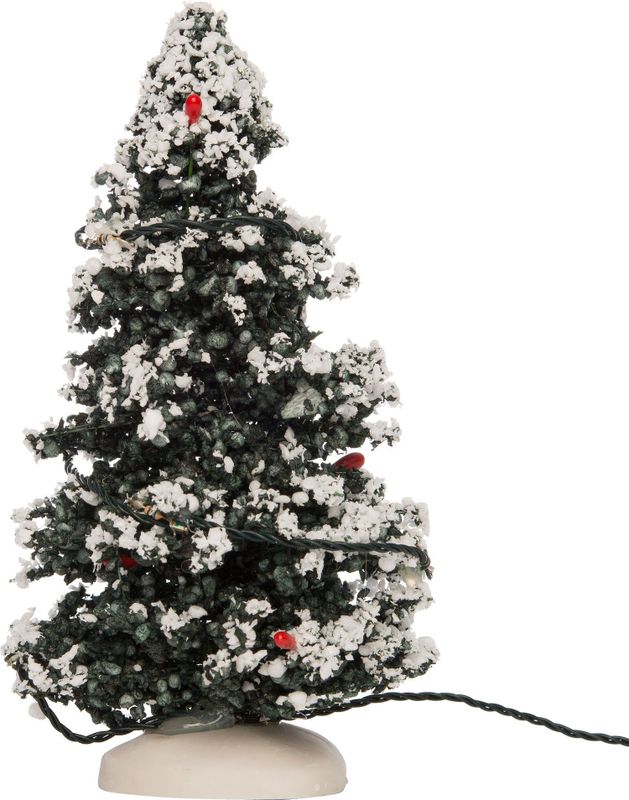 Intratuin - Kerstdorp Miniatuur Kerstboom - Met Sneeuw - D 7 H 14 cm
