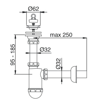 Sanivesk Plugbekersifon 5/4x32mm Wit