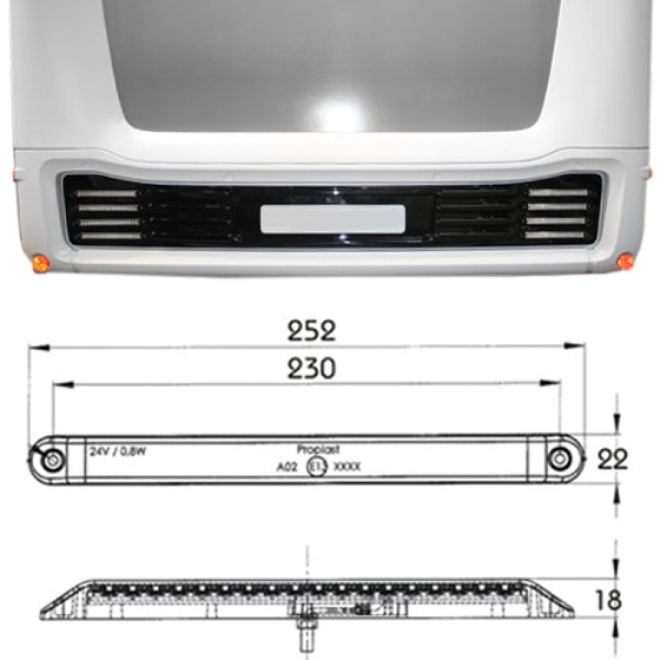 Feu de position-stop arrière 18 LED Pro-can XL