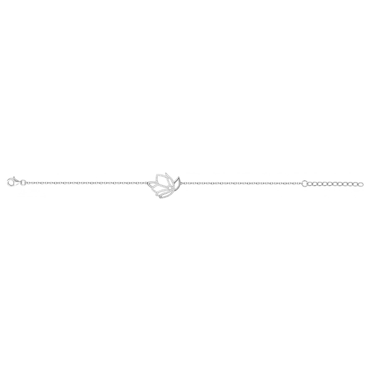 Bracelet souple mono-motif en Argent avec oxyde de zirconium blanc