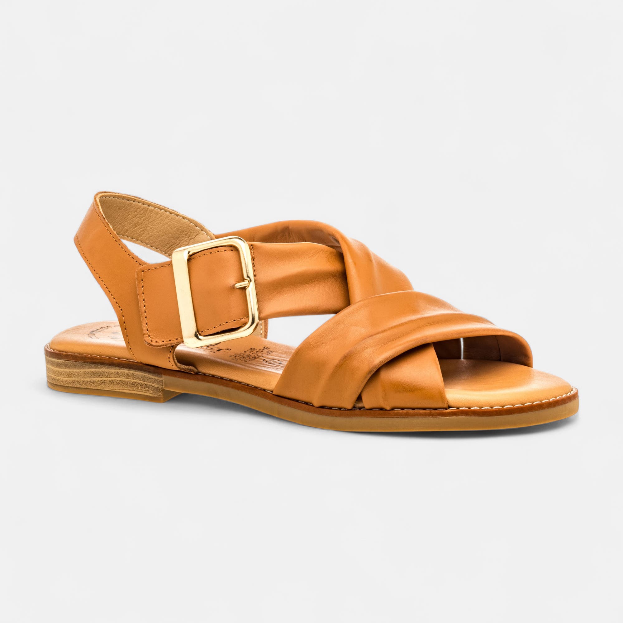 Nu-pieds Femme en cuir cognac