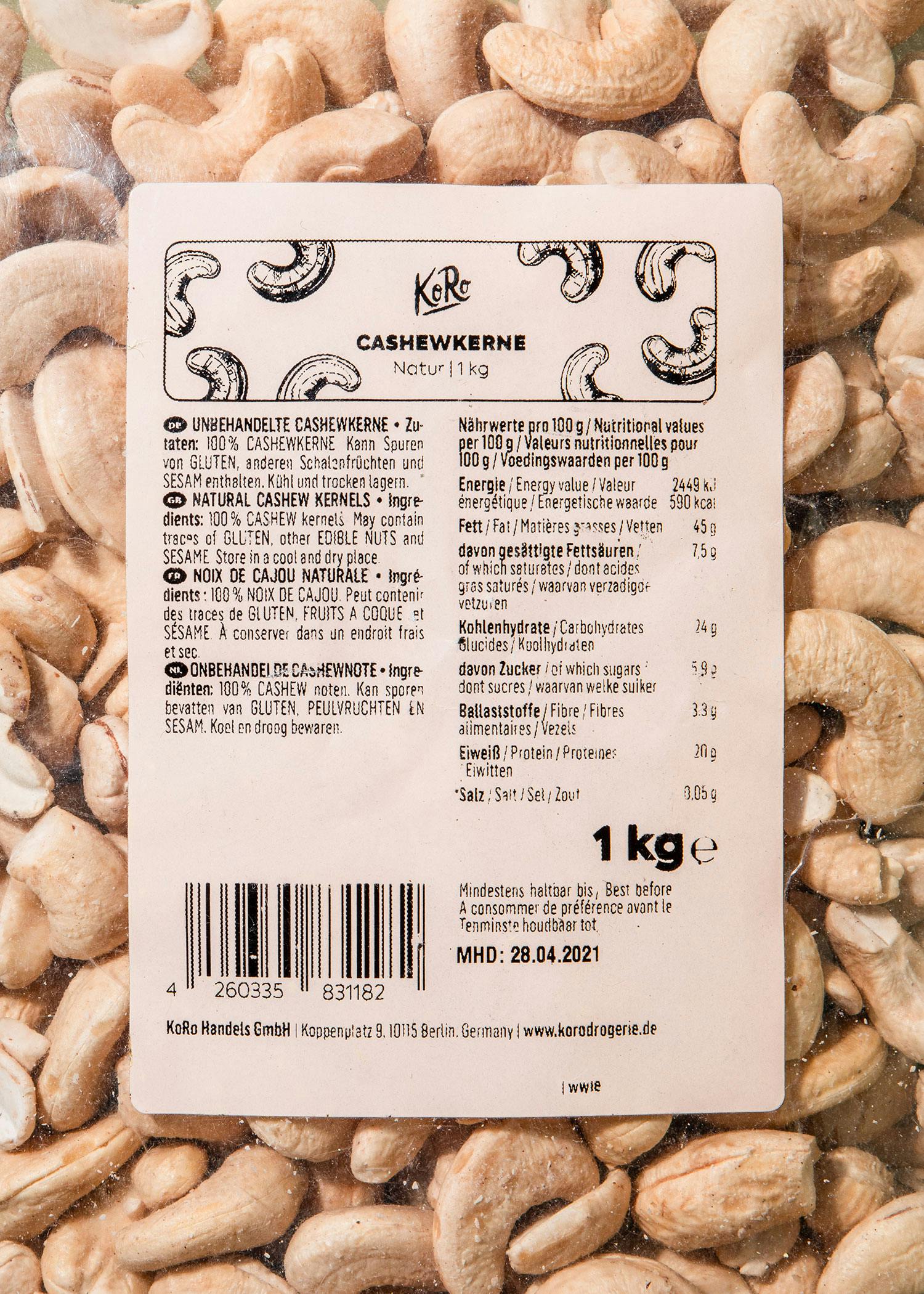 Premium Cashewkerne 1 kg