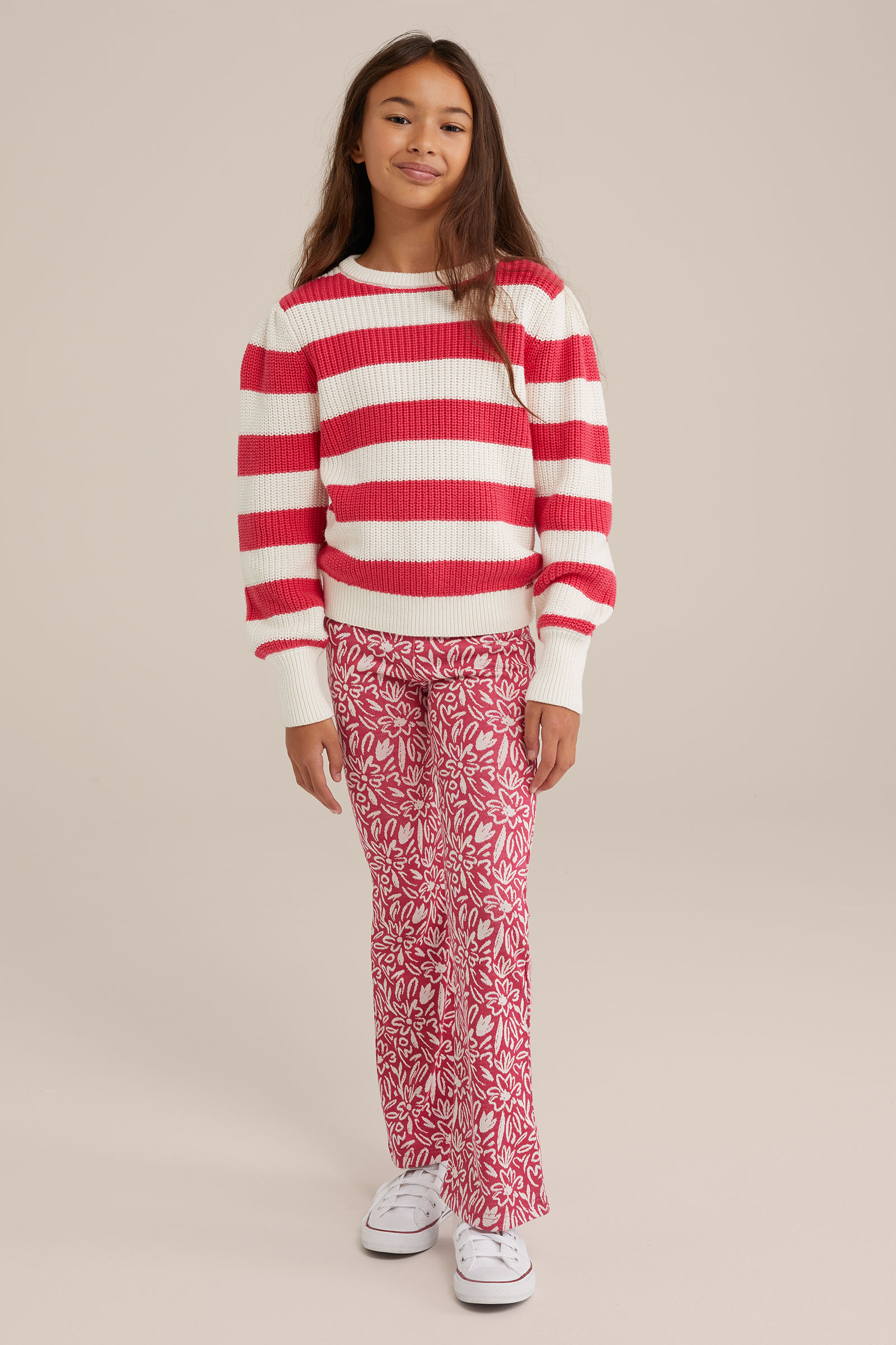 Meisjes flared legging met dessin WE Fashion Roze