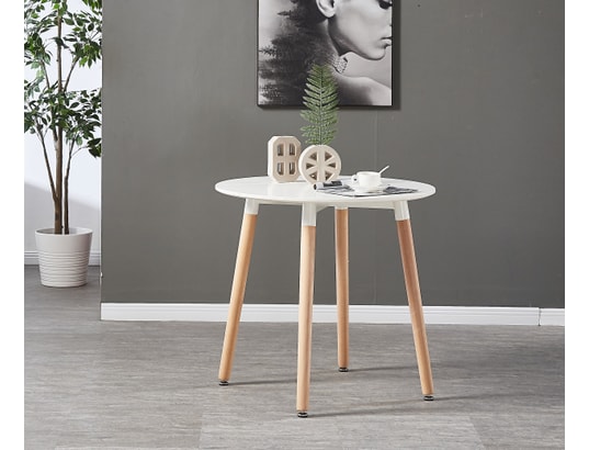 LIFE INTERIORS - Ensemble table et chaises Table blanche ronde + 4 chaises scandinaves grises - ensembl...
