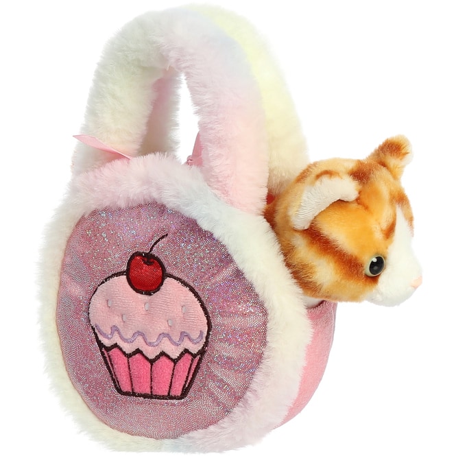 Plüsch Katze - mit Tasche rosa
