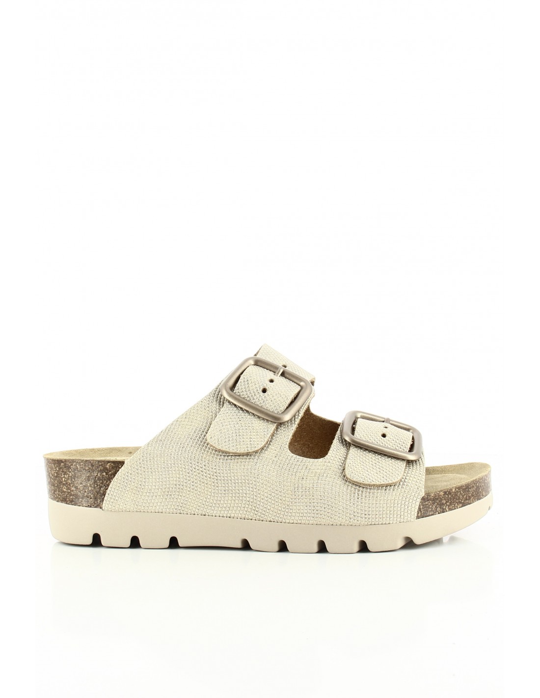 plakton Mules Femme Memory Square Cuir Doré