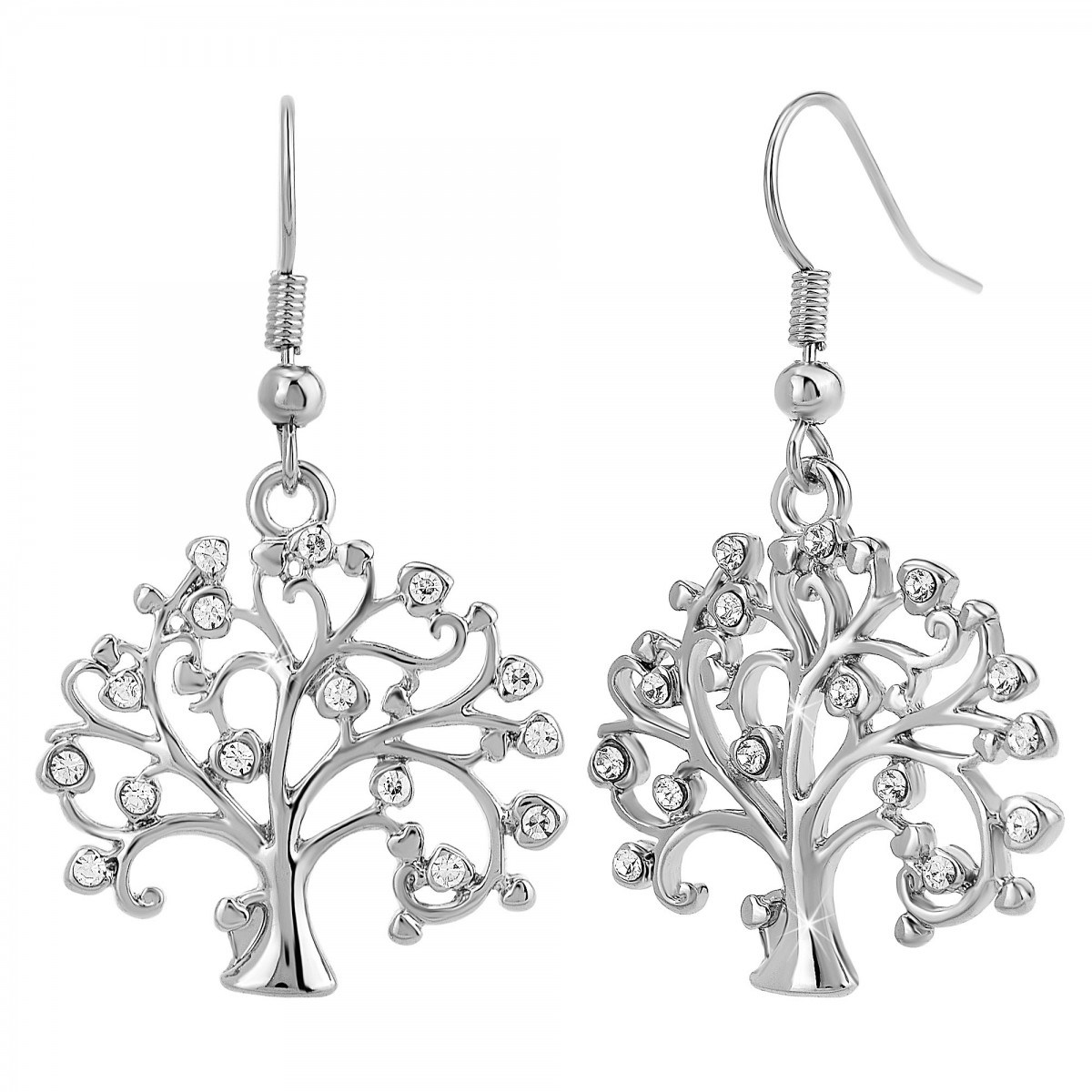 Boucles d'oreilles arbre de vie ornées de Cristaux scintillants SC Crystal