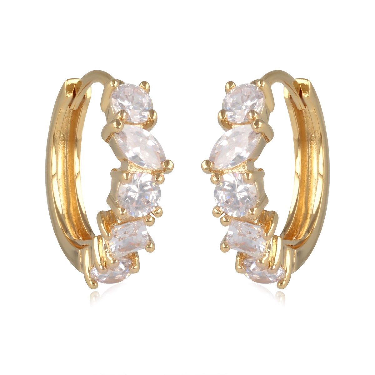 Boucles d'oreille créoles plaqué or avec rang de cubic zirconia 20MM