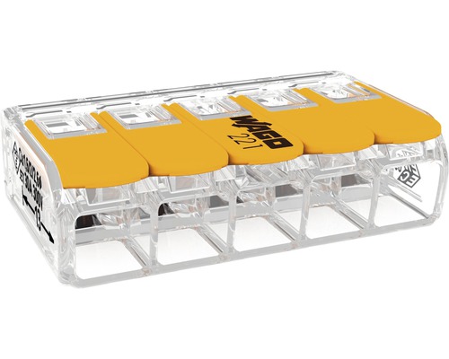 Wago 221-615 COMPACT aansluitblok 6 mm² 5-aderig alle geleidertypen 15 stuks