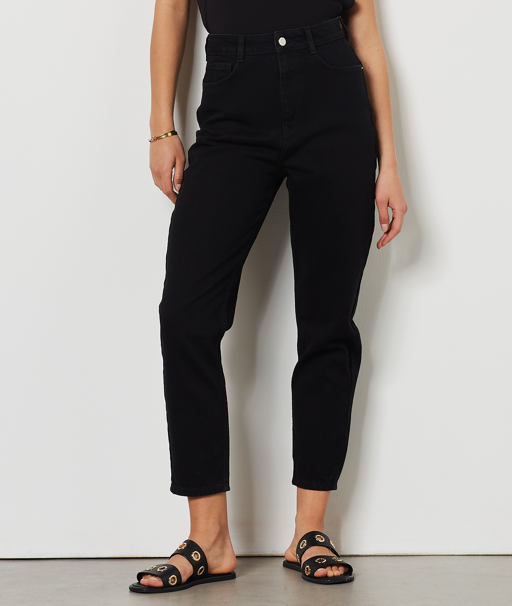 Jean mom taille haute, 100% coton