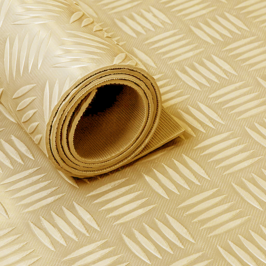 Tapis caoutchouc / rouleau caoutchouc larmé 3mm beige - largeur 150 cm
