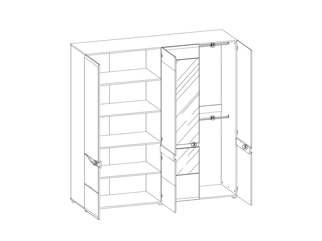 Chambre complète 140x200 Blanc/Chêne - ONIEL