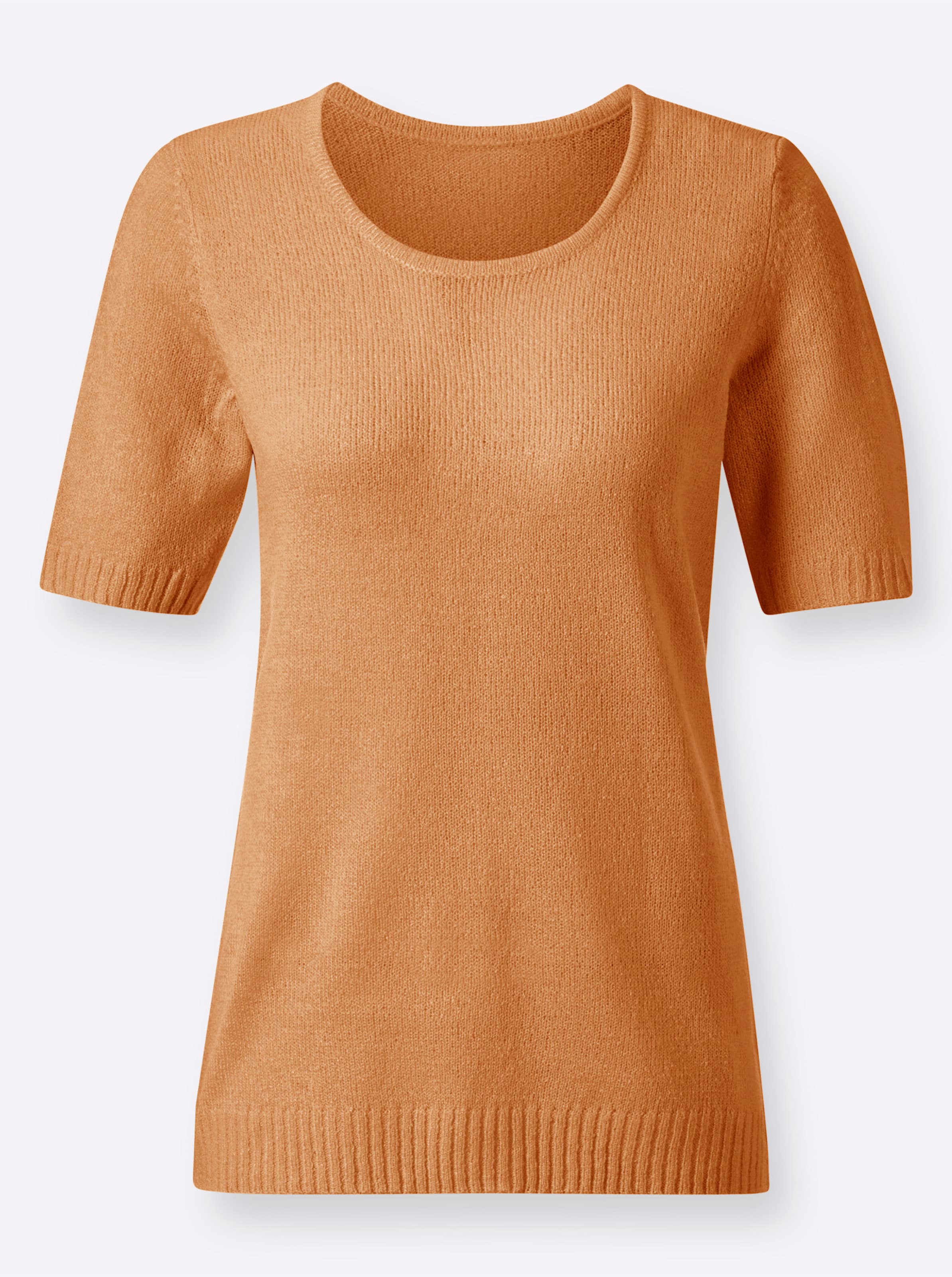 Rundhalspullover in apricot