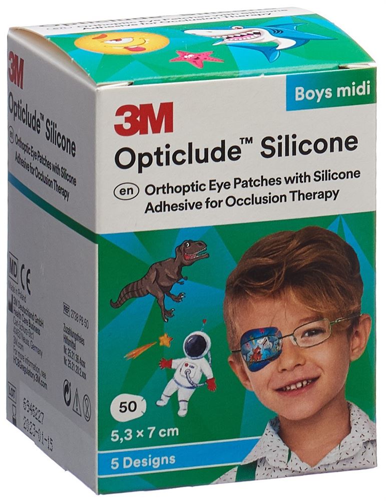 OPTICLUDE Silicone Augenverband<br>50 Stück, 5.3x7cm, Midi Boys