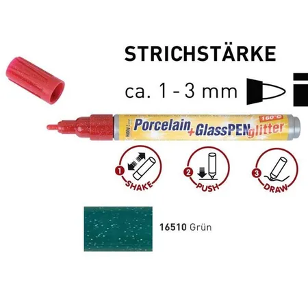 KREUL Porcelain+GlassPen glitter 160°C 1-3 mm Grün