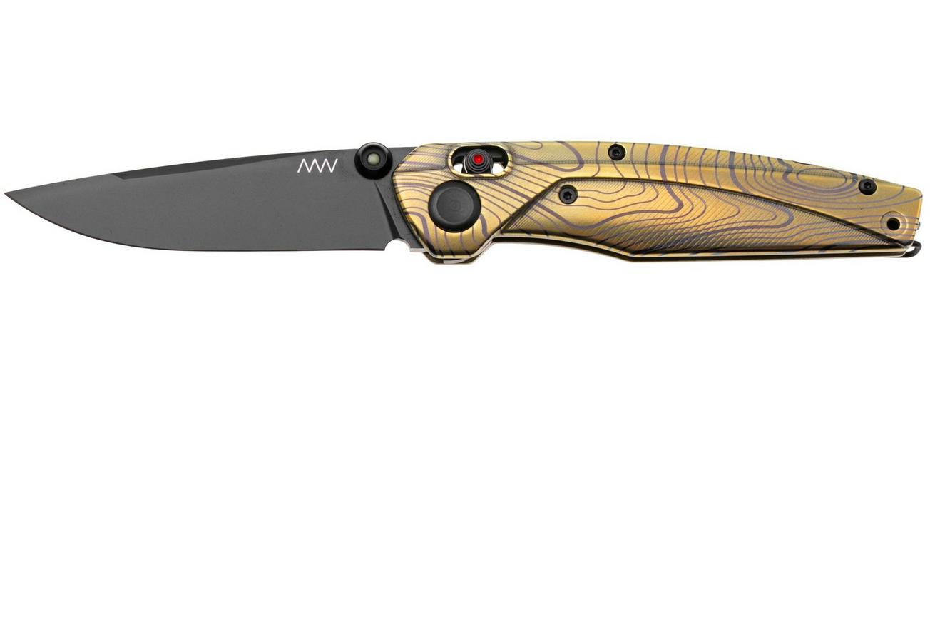 ANV A100 BB, A100-035 Black DLC Elmax, Custom Anodized Titanium, zakmes