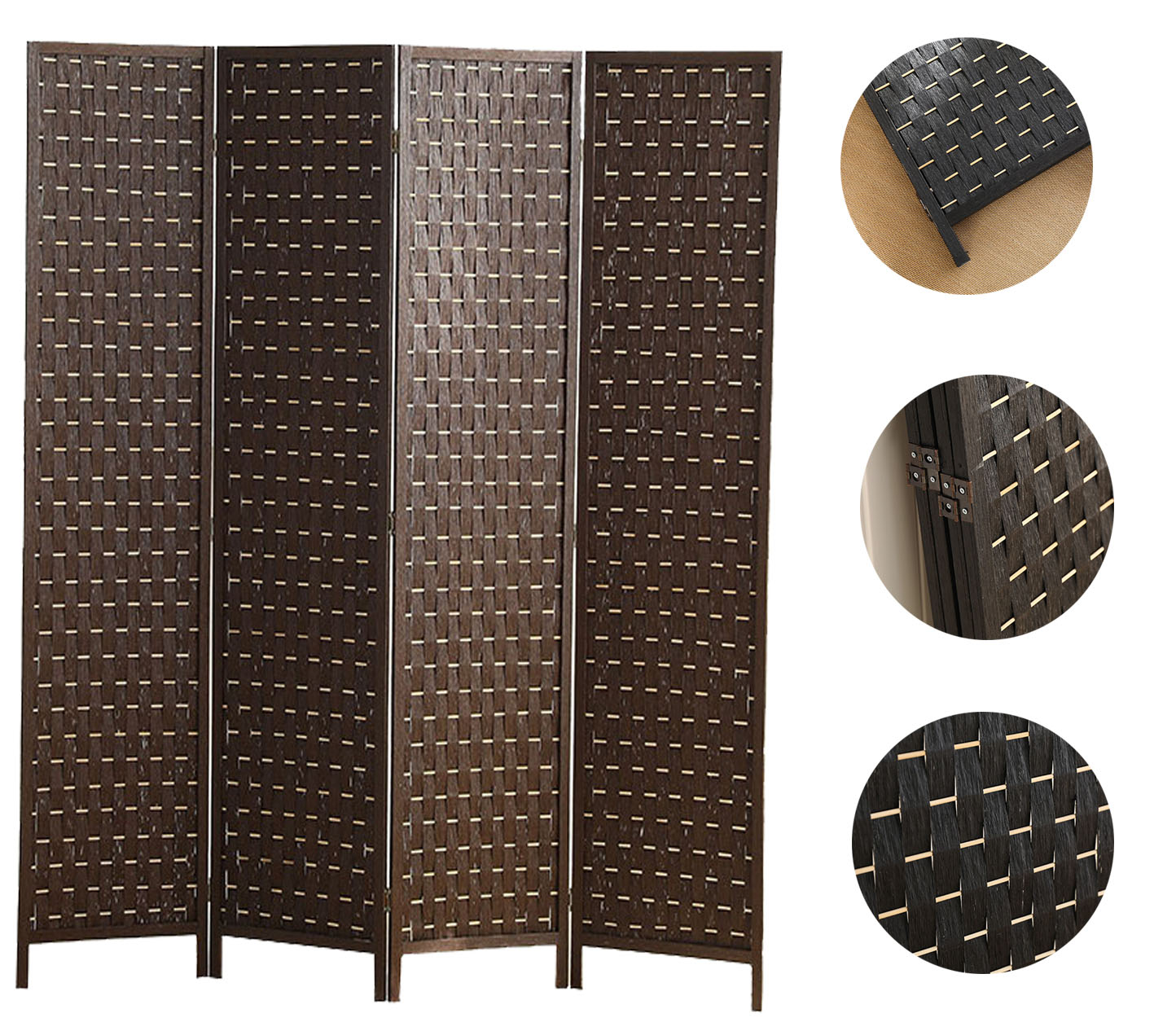 (180x200cm) Trennwand Home Raumtrenner Faltbarer Paravent - Braun