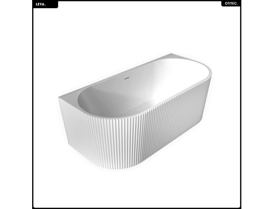 OTITEC - Baignoire semi îlot - 150 x 75 cm - avec siphon chrome - pie...