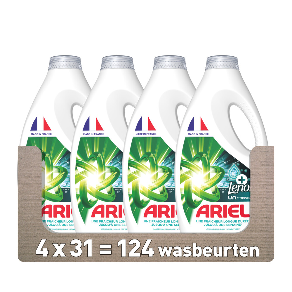 4x Ariel Vloeibaar Wasmiddel Color Lenor Unstoppables 31 Wasbeurten1395 ml