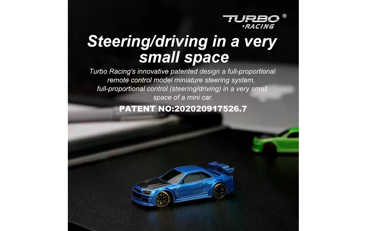 Micro Drift C64, Blau RTR, 1:76Vollwertiges RC-Auto im micro Format