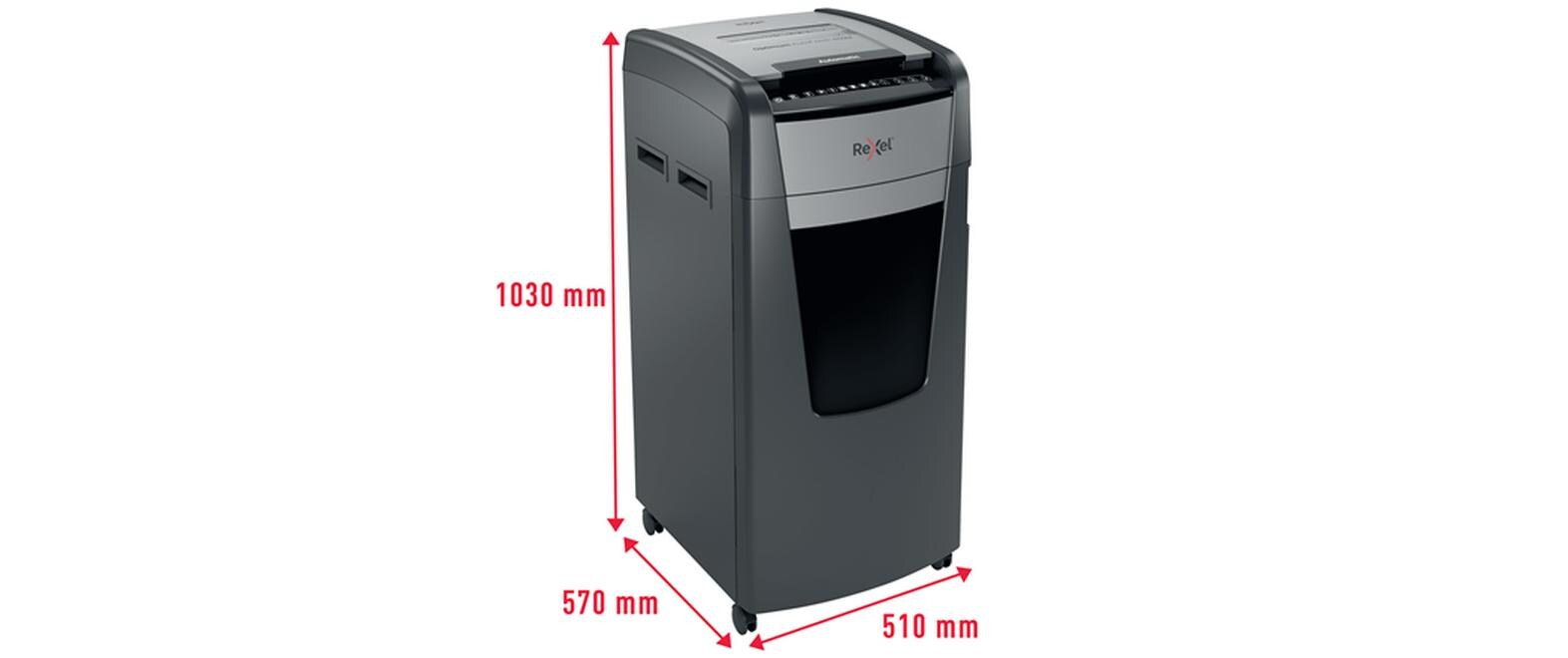 Aktenvernichter Rexel Optimum AutoFeed+ 600M, P-5<br>Automatischer Schredder (auto) für sichere Vernichtung vertraulicher Unterlagen (bis zu 600 Blatt)