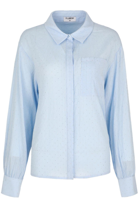 Fluresk blauwe dames blouse