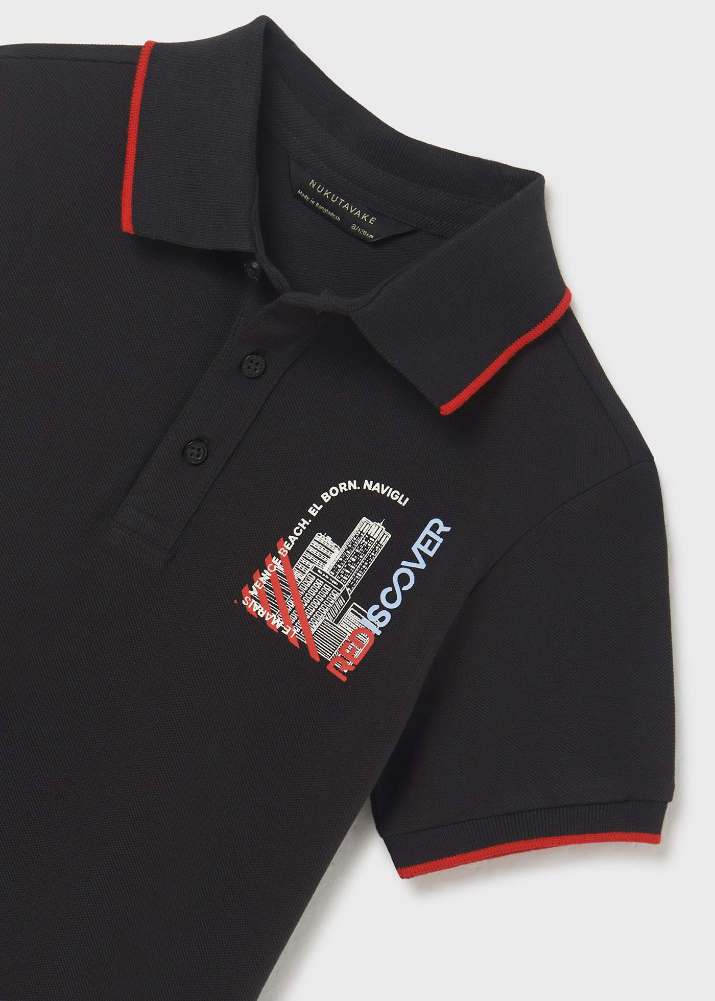 Camisa polo com estampa em algodão sustentável para meninos