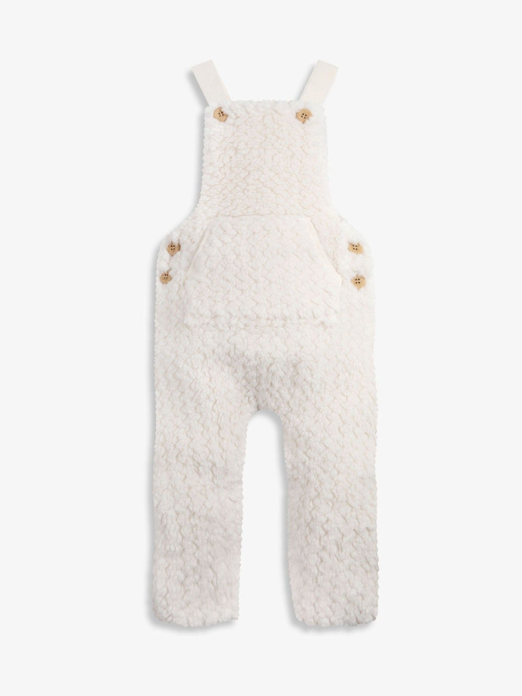 Crème - The Little Tailor - Set van dikke tuinbroek van sherpafleece en body voor baby's