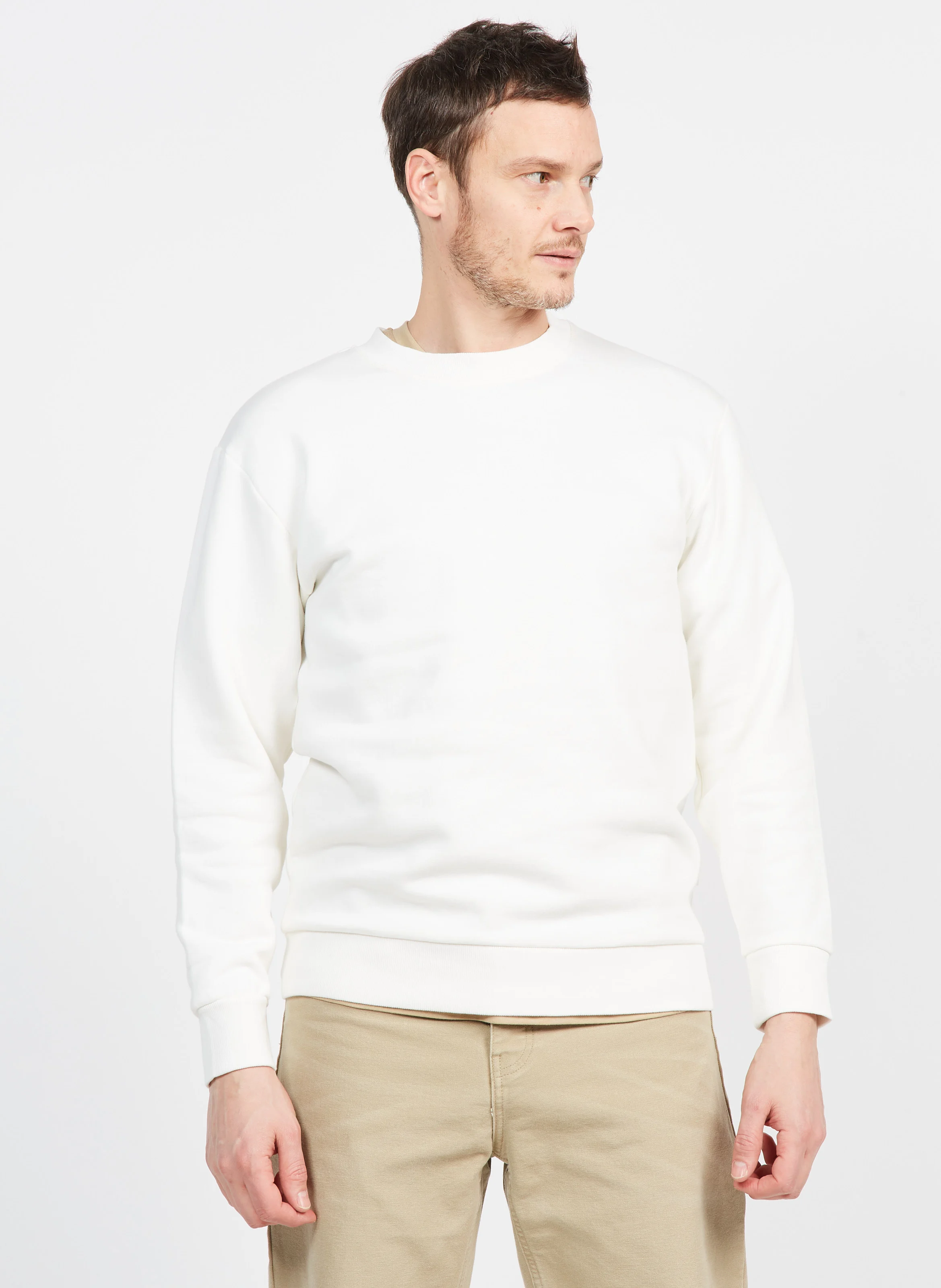 Sweat col rond en coton| Blanc