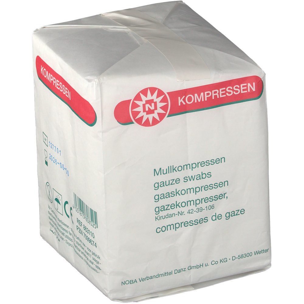Mullkompresse 10 x 10 cm unsteril 8-fach