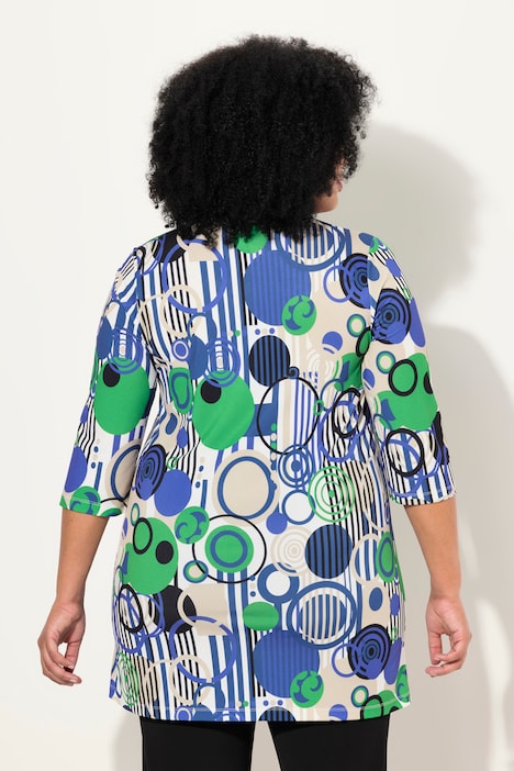 Longshirt, A-Linie, Tunika-Ausschnitt, 3/4-Arm