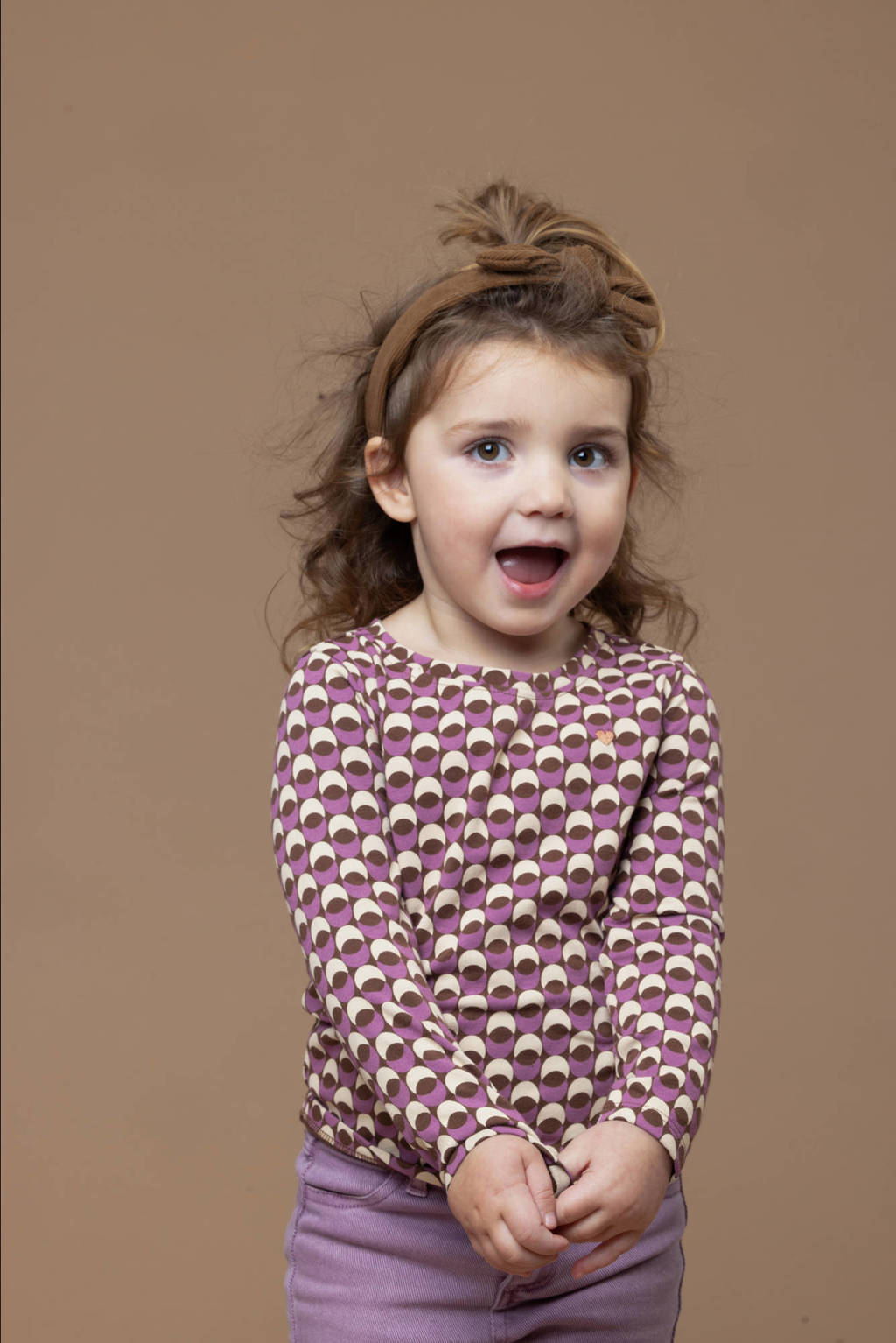 LOOXS longsleeve met all over print paars/bruin/ecru