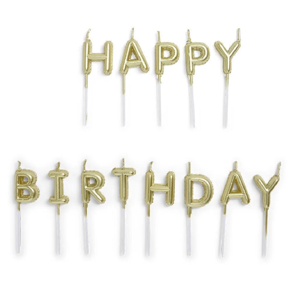 Bougie anniversaire lettres Happy Birthday argenté