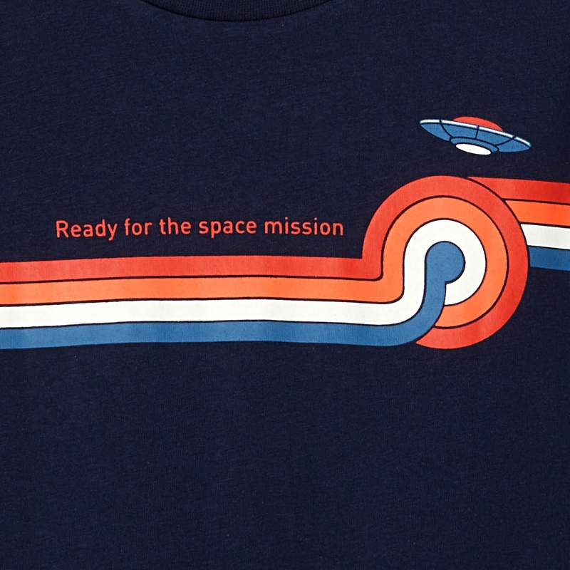 T-shirt manches longues thème espace bleu garçon