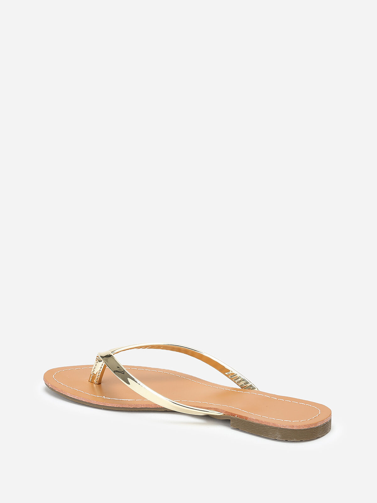 Tongs à bride vernie- Doré