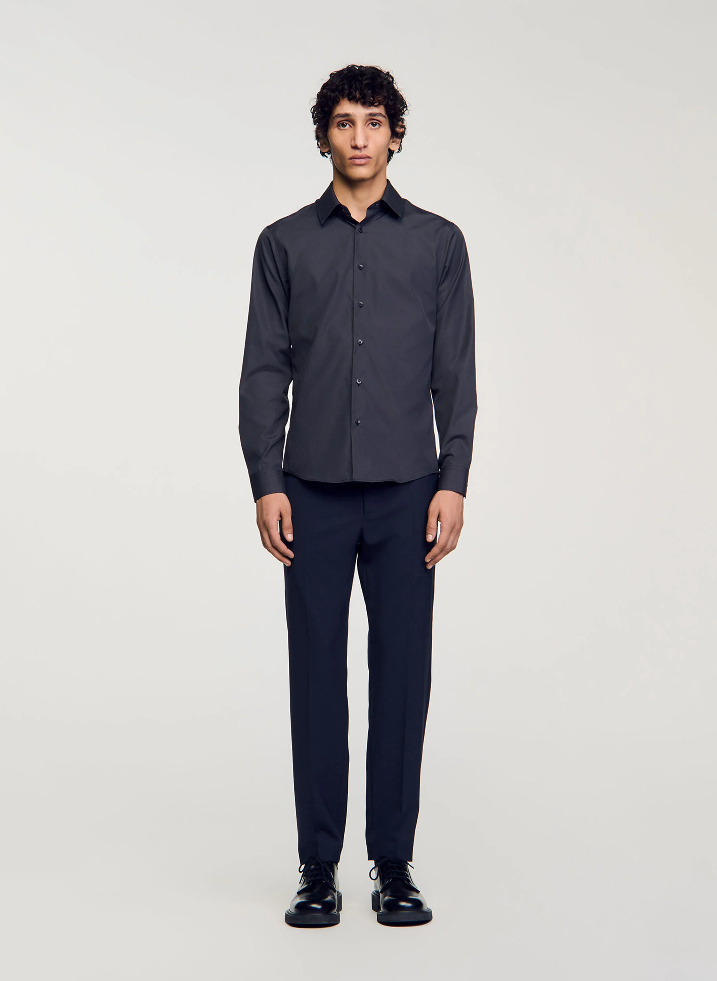 Chemise à manches longues en coton| Gris