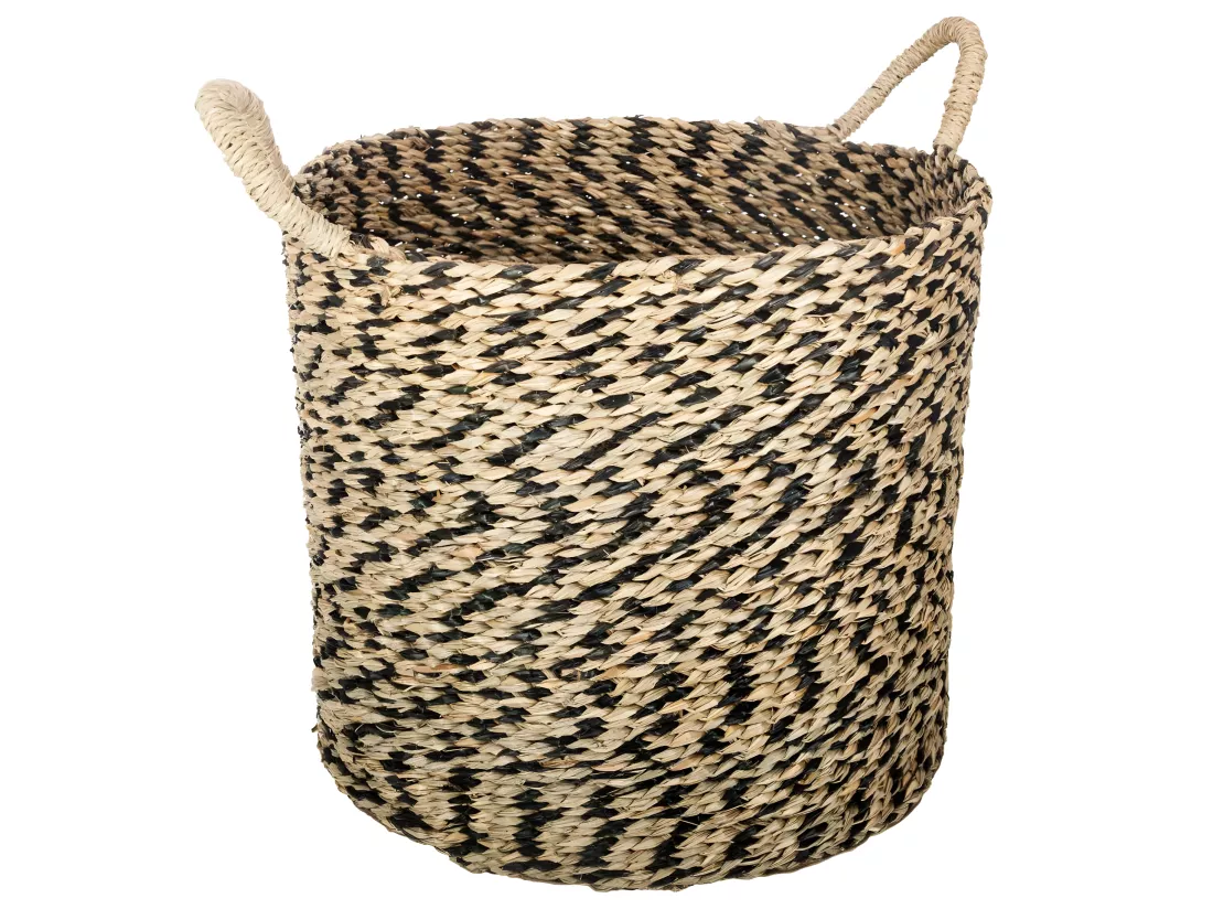 Set de 3 Paniers de rangement rond en Osier Noir et Naturel