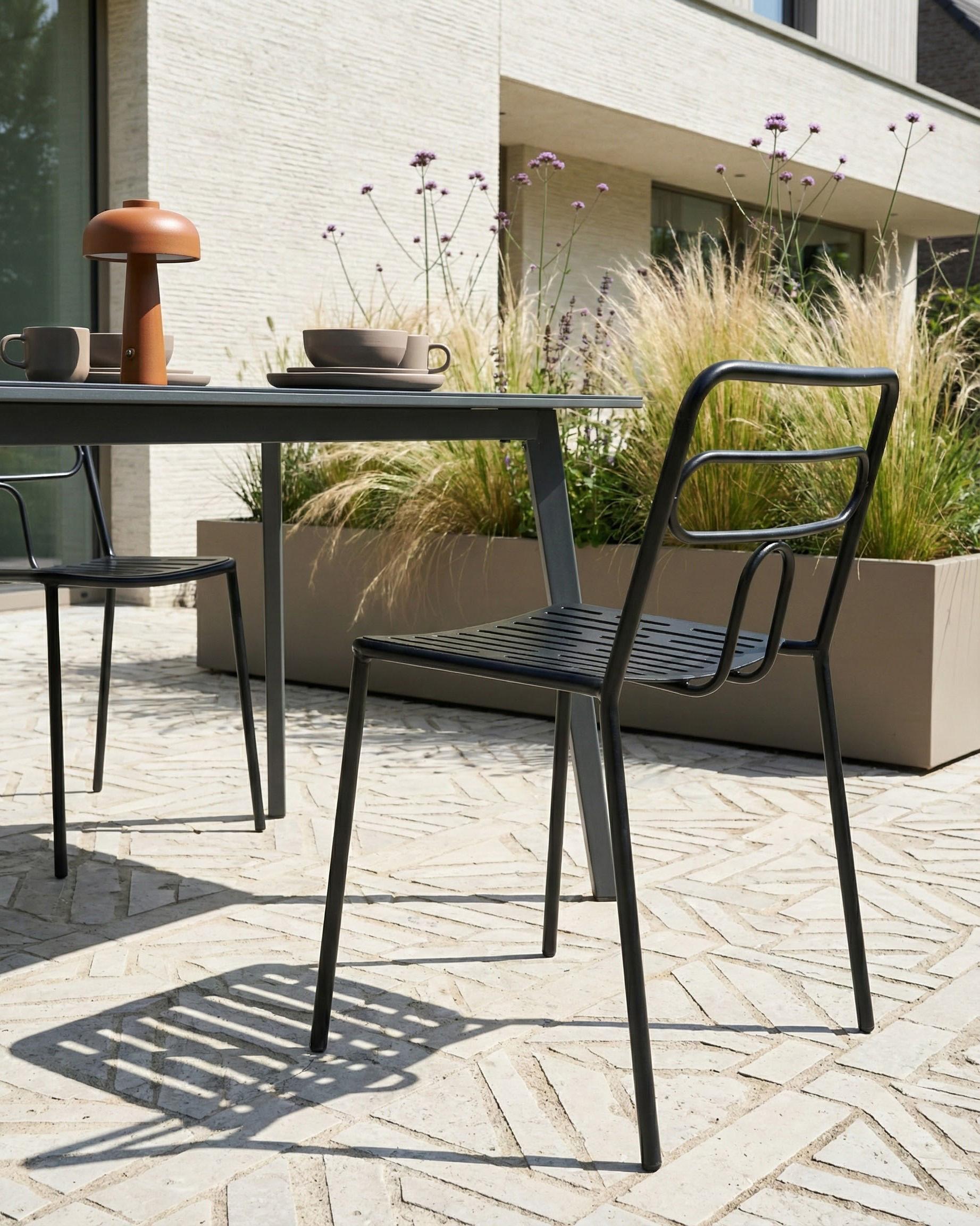 Set van 2 tuinstoelen AGEROLA Metaal Zwart