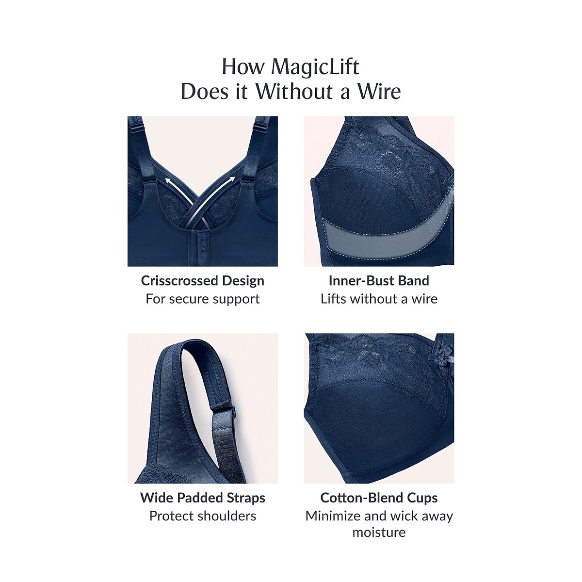 GLAMORISE<br>Sutiã Minimizer Magic Lift sem aro