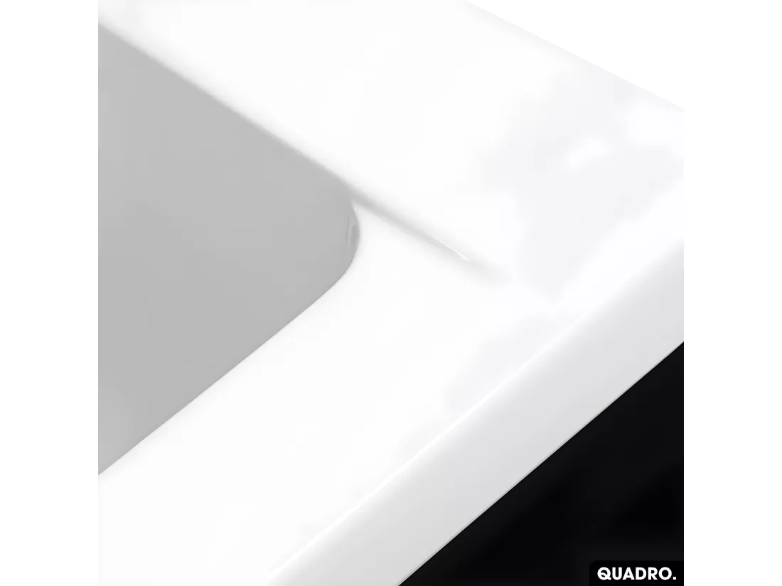 Baignoire rectangulaire - avec Tablier Noir Mat et Repose Tête OFFERT | QUADRO | 175 x 80 cm