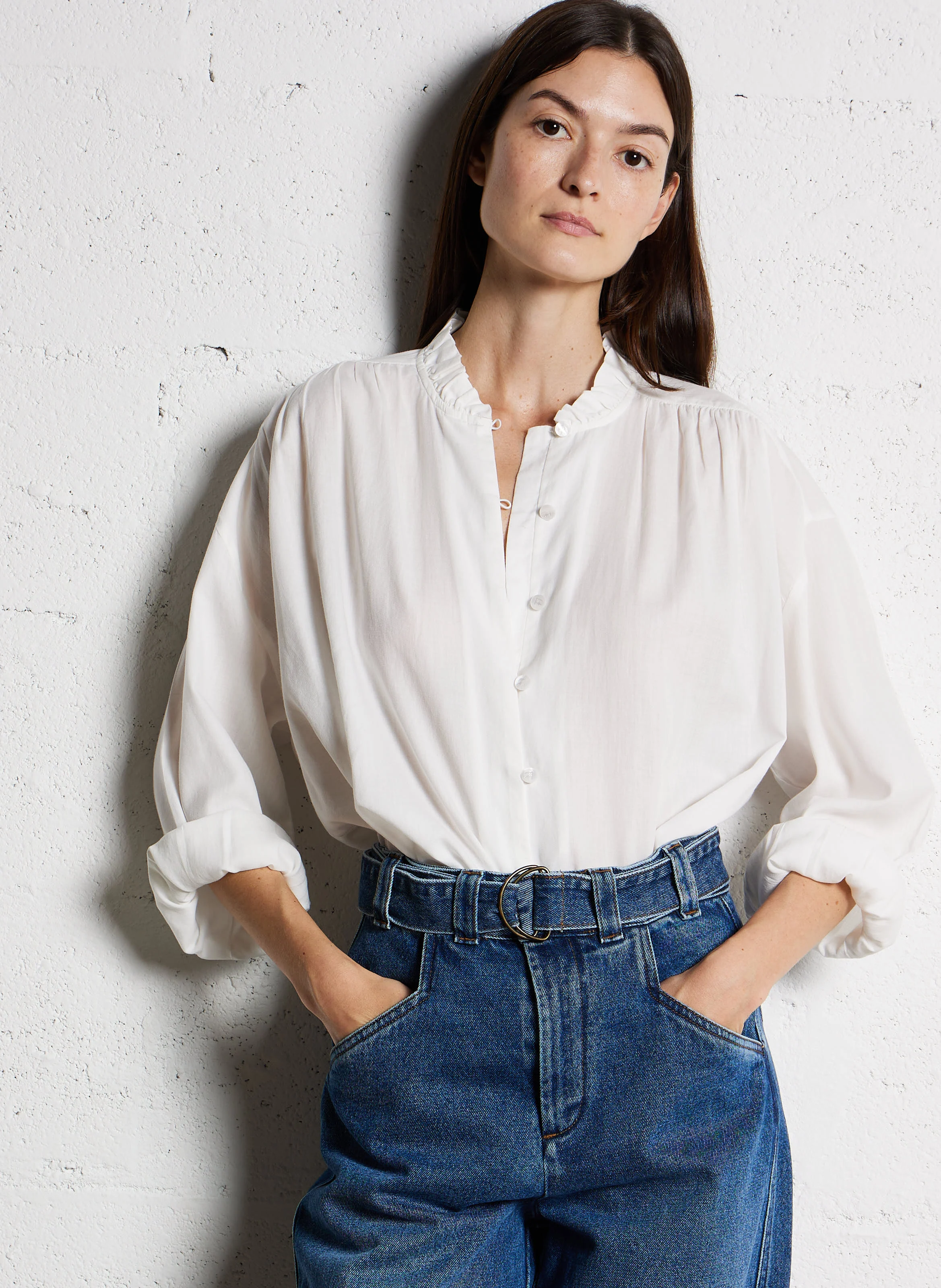 RUDY - Blouse col rond en coton| Blanc