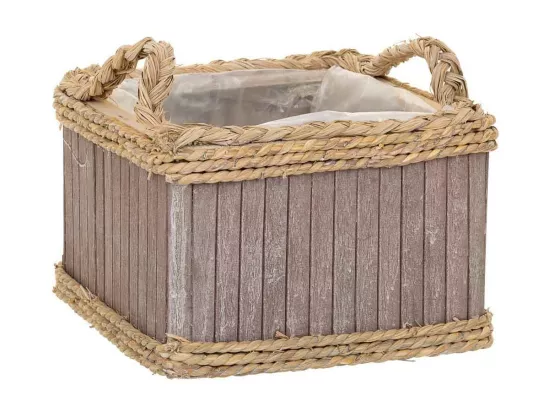 Ensemble de 3 paniers ovales en bois gris