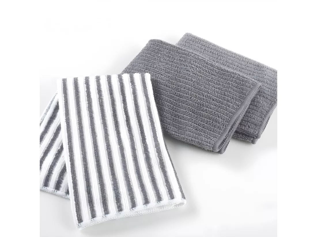 3 Torchons microfibre Cuistot Anthracite et Unis