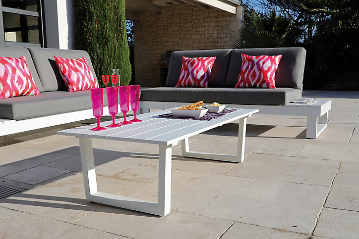 Salon de jardin bas Proloisirs Staten aluminium blanc