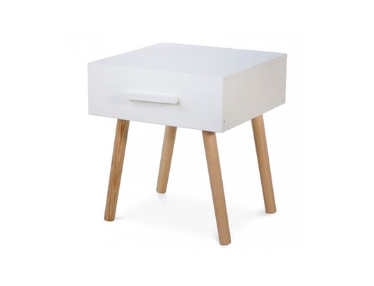 HOMESTYLE4U - Table de chevet enfant Table de nuit Tiroir blanc en pin