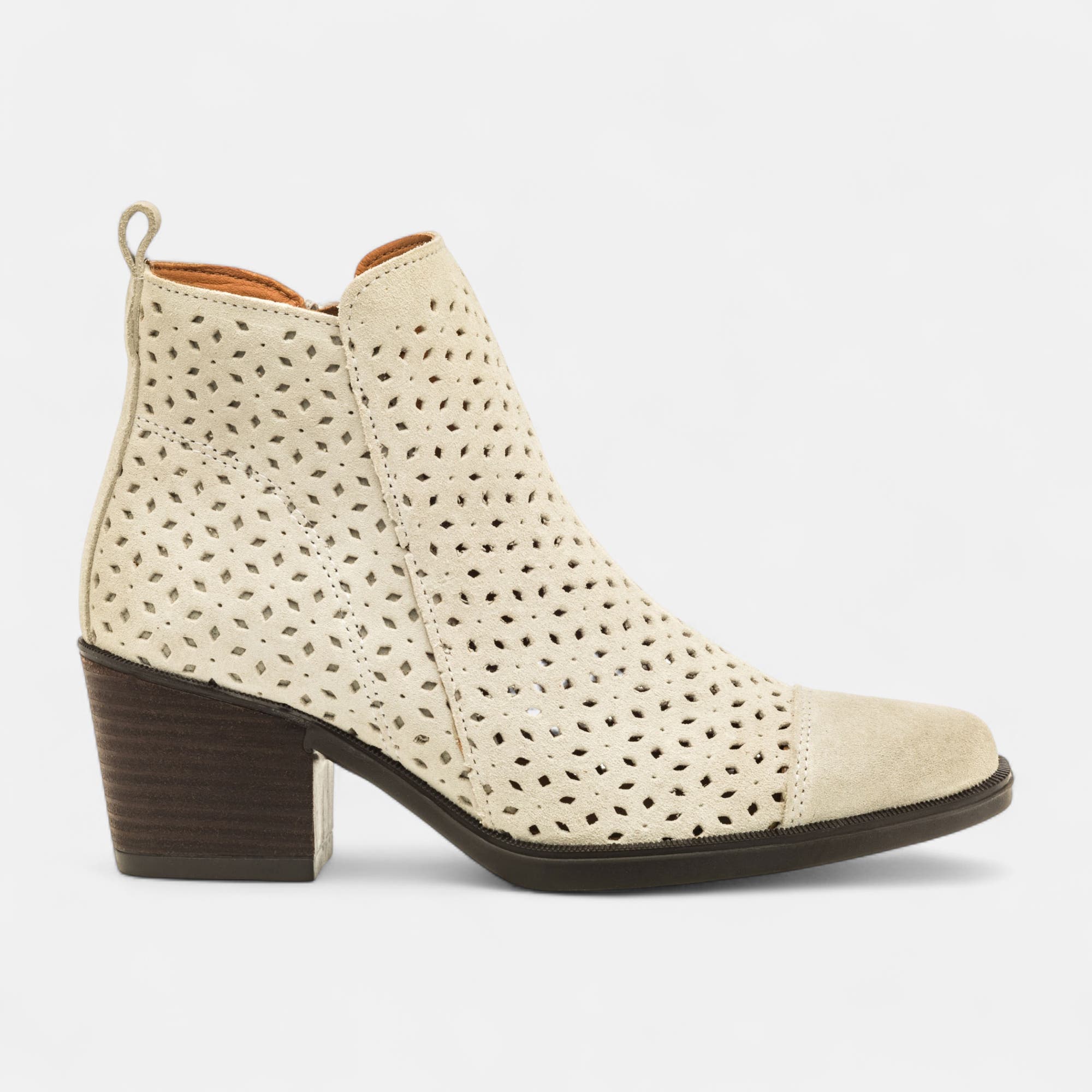 Bottines à talon Femme en cuir ecru